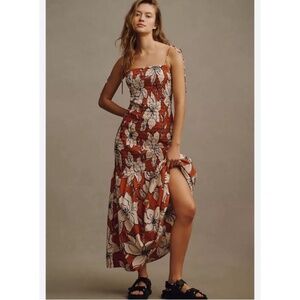 DHRUV KAPOOR SMOCKED FLOUNCE-HEM DRESS